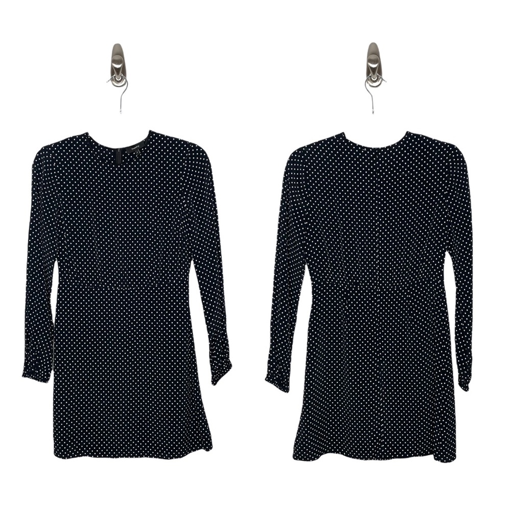 Theory | NWT Crew Dress in Polka Dot Crepe Black/White 0